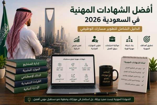 أفضل الشهادات المهنية في السعودية 2026 | الدليل الشامل لتطوير مسارك الوظيفي