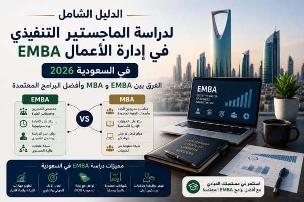 الدليل الشامل لدراسة EMBA في السعودية 2026: الماجستير التنفيذي لإدارة الأعمال